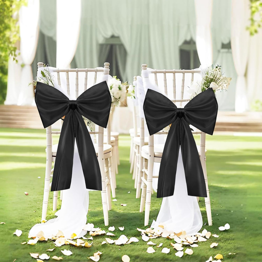 Skiennix Large Black Bow Decor - Giant Satin Ribbon Bow for Christmas Tree & Party Decorations