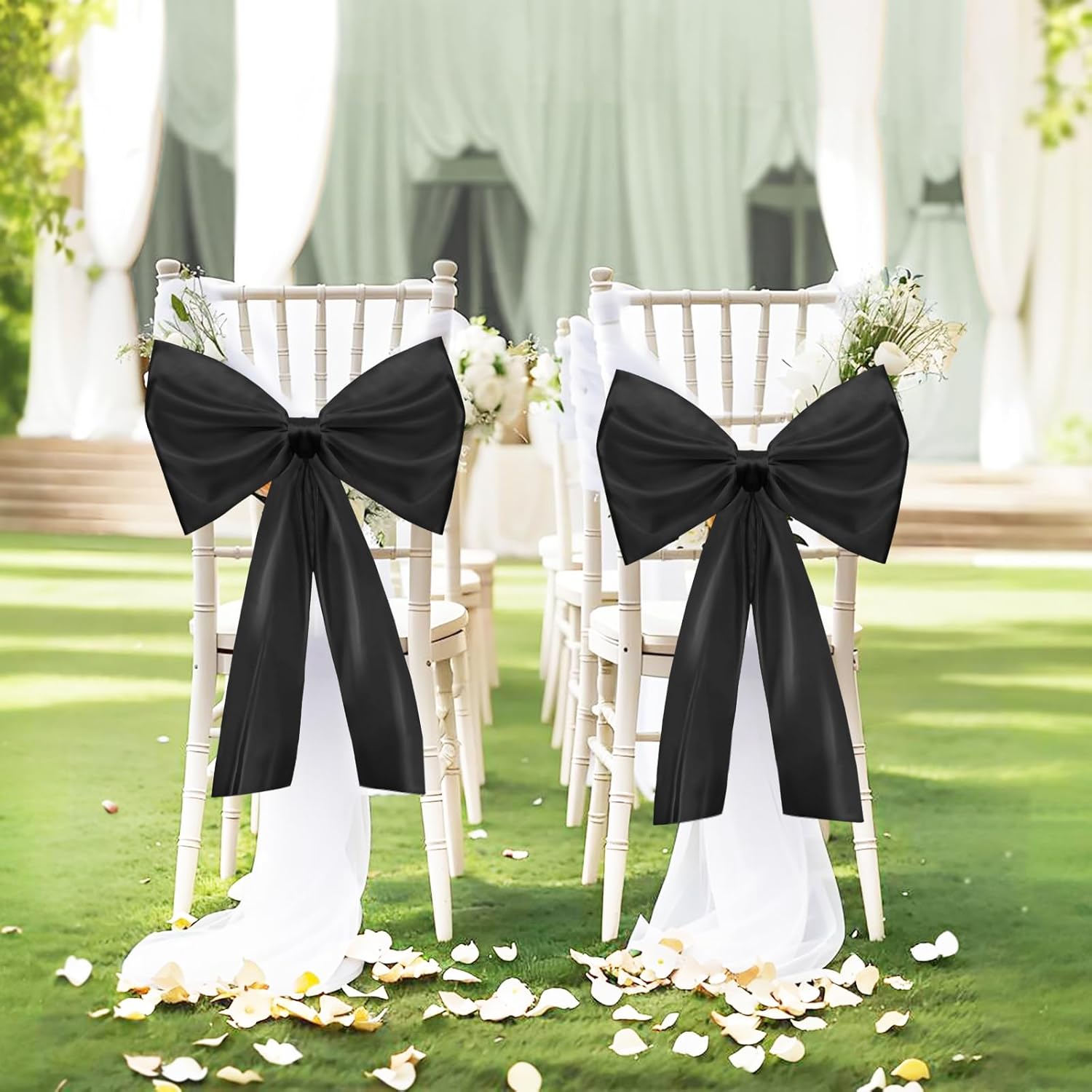 Skiennix Large Black Bow Decor - Giant Satin Ribbon Bow for Christmas Tree & Party Decorations