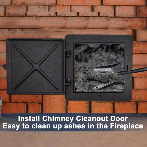 Criditpid Fireplace Cast Iron Chimney Clean Out Door, Prepared with Flanged Frame, 8 by 8 Inch, Black