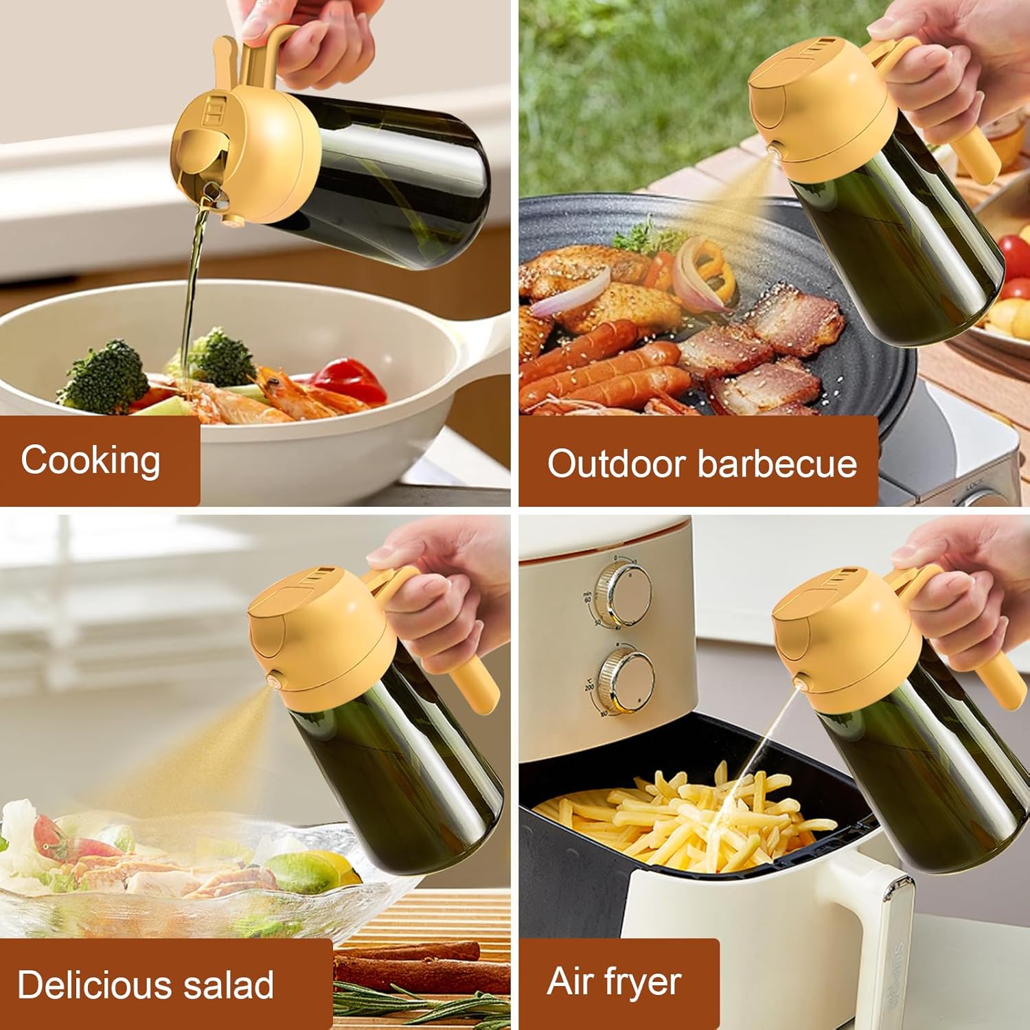 YARRAMATE Dark Green Glass Oil Sprayer - 16oz Light-Blocking Olive Oil Dispenser for Cooking & BBQ