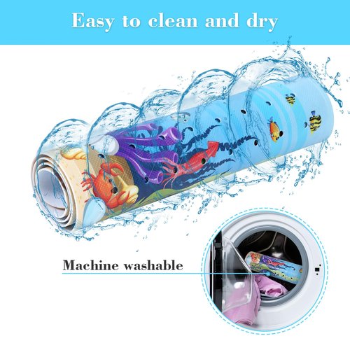 Secopad Bath Mat for Tub Non Slip, Machine Washable Anti-Slip Cartoon Baby Bathtub Shower Mat with Drain Holes and Suction Cups for Toddler & Kids, 40 Inch x 16 Inch, Red Turtles