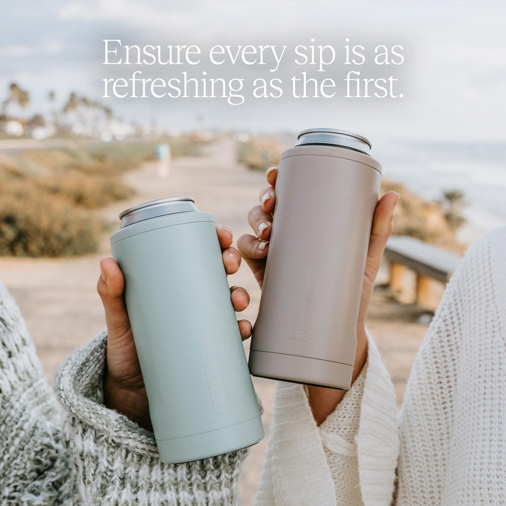 BrüMate Hopsulator Slim Can Cooler Insulated for 12oz Slim Cans | Skinny Can Insulated Stainless Steel Drink Holder for Hard Seltzer, Beer, Soda, and Energy Drinks (Matte Gray)