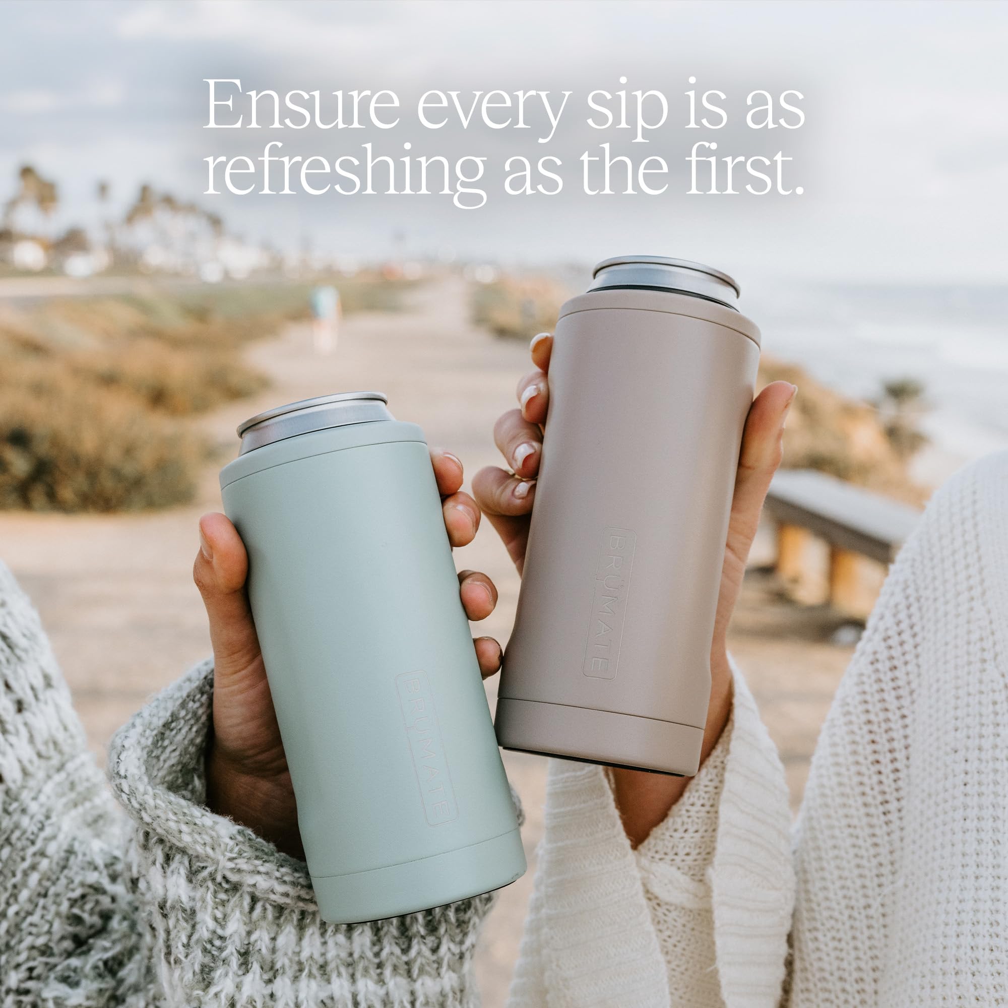 BrüMate Hopsulator Slim Can Cooler Insulated for 12oz Slim Cans | Skinny Can Insulated Stainless Steel Drink Holder for Hard Seltzer, Beer, Soda, and Energy Drinks (Matte Gray)