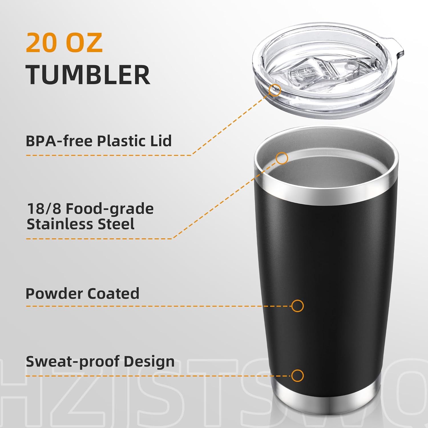 Skiennix 20 Oz Stainless Steel Insulated Tumbler - Double Wall Vacuum Coffee Mug in Black