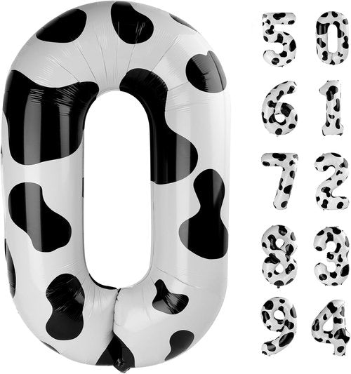 Cow Print Number Balloons - 40 Inch 0 Balloon for Farm Birthday Decorations | Party Supplies for Girls
