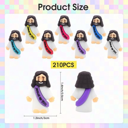 Little Jesus Figurines by [Brand Name] - 210 Pack of Pocket-Sized Religious Gifts for Baptism & Easter