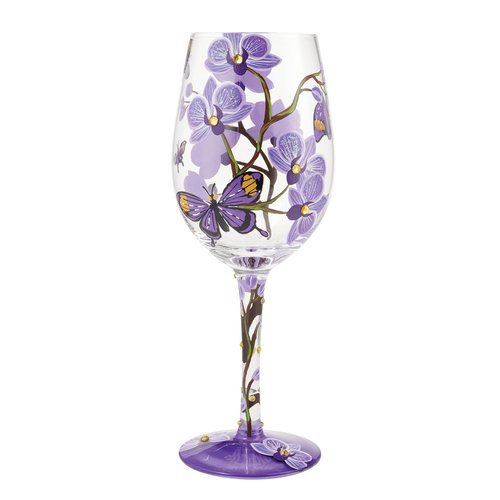 Enesco Designs by Lolita Butterfly Jubilee Hand-Painted Artisan Wine Glass, 15 Ounce, Multicolor