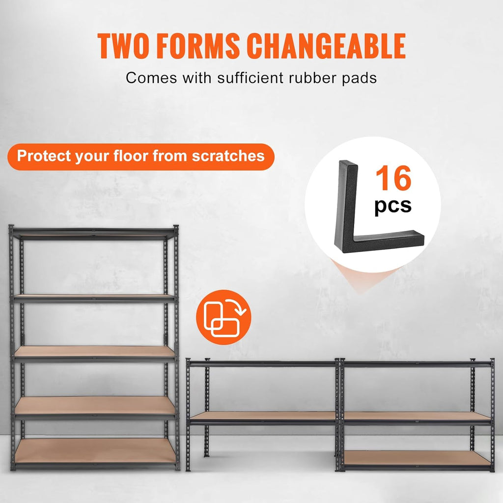 VEVOR 5-Tier Adjustable Storage Shelving Unit - Heavy Duty Metal Shelves for Garage, Kitchen, Pantry | 48" L x 24" W x 72" H