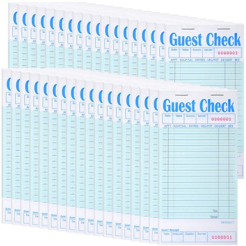 100 Pack Guest Check Book for Servers Bulk, Waitress Checkbook Paper Server Note Pads Accessories Waiter Food Receipt Book for Restaurants, Bar, 50 Sheets Per Pad, Total 5000 Sheets (Green)