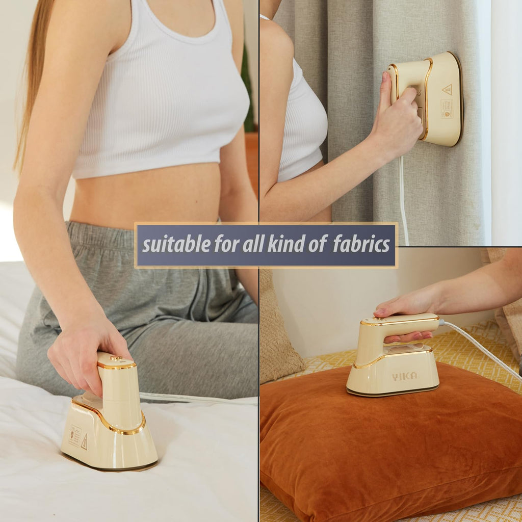 YIKA Steamer for Clothes, Handheld 2-in-1 Garment Steam Iron, 25s Heat Up, Ceramic Soleplate, Dry Pressing & Steaming Fabric Wrinkle Remover for Clothing, Upholstery and All Fabrics