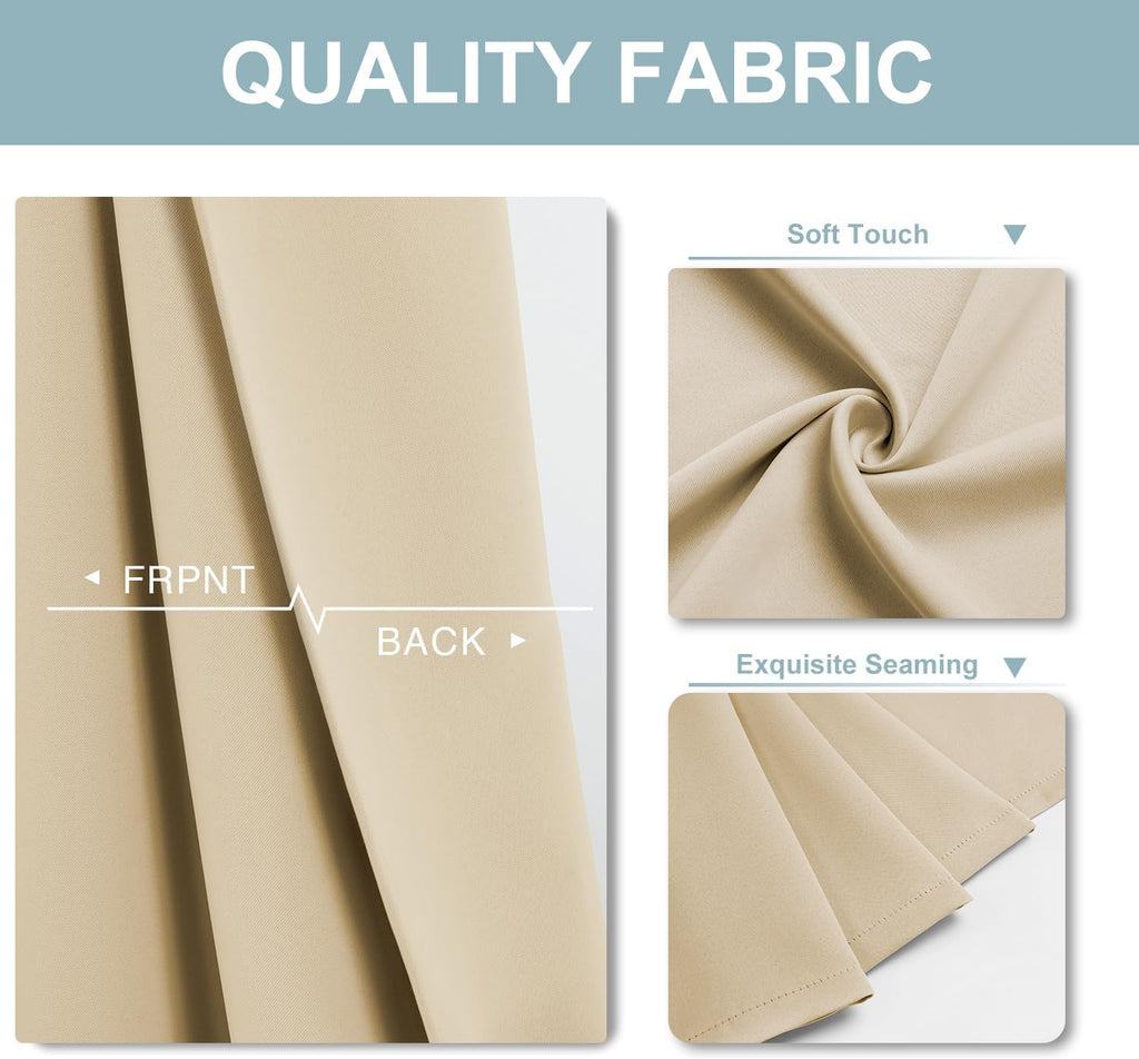ChrisDowa Blackout Curtains - Thermal Insulated Room Darkening Panels, 95 Inch Long, Biscotti Beige (Set of 2)
