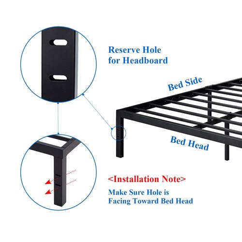 VECELO 14 inch Full Metal Platform Bed Frame, Mattress Foundation, No Box Spring Needed,Steel Slat Support