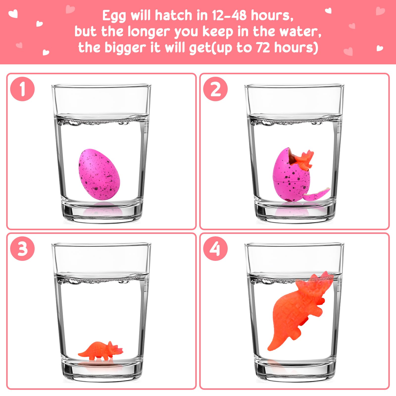 Valentines Day Cards Gifts For Kids 30 Dinosaur Egg With Valentines Cards Hatching Dino Egg Grow In Water Valentines Classroom School Exchange Prizes For Girls Boys Students (Valentine dinosaur eggs)