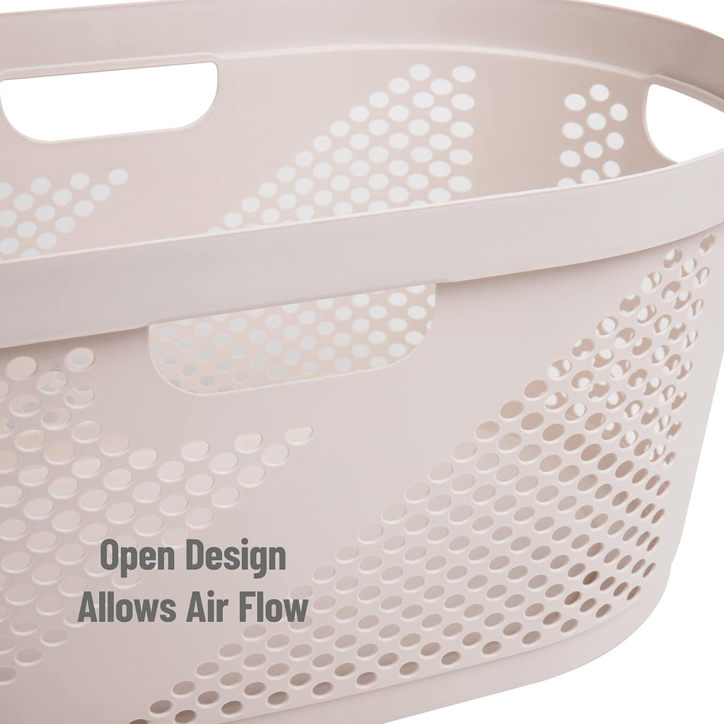 Mind Reader 40L Laundry Basket - Premium Wicker Design Clothes Hamper in Ivory Color