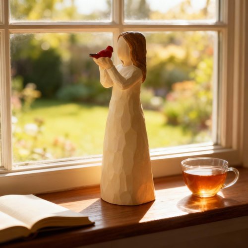 JQKBST Angel Cardinal Figurines Gift for Women, Messenger, Sympathy Gifts for Loss of Loved One, Sculpted Hand-Painted Figure Statue Home Decor