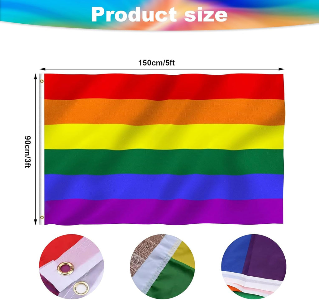 Rainbow Flags | Gay Pride LGBT Flag - Durable 3x5 Foot Polyester Banner for Parades & Outdoor Events