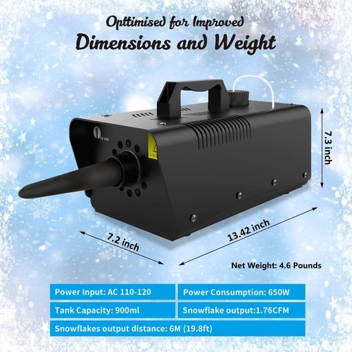 1byone 650W Snow Machine - Wired Remote Control for Kids' Parties & Parades | Fun Winter Experience