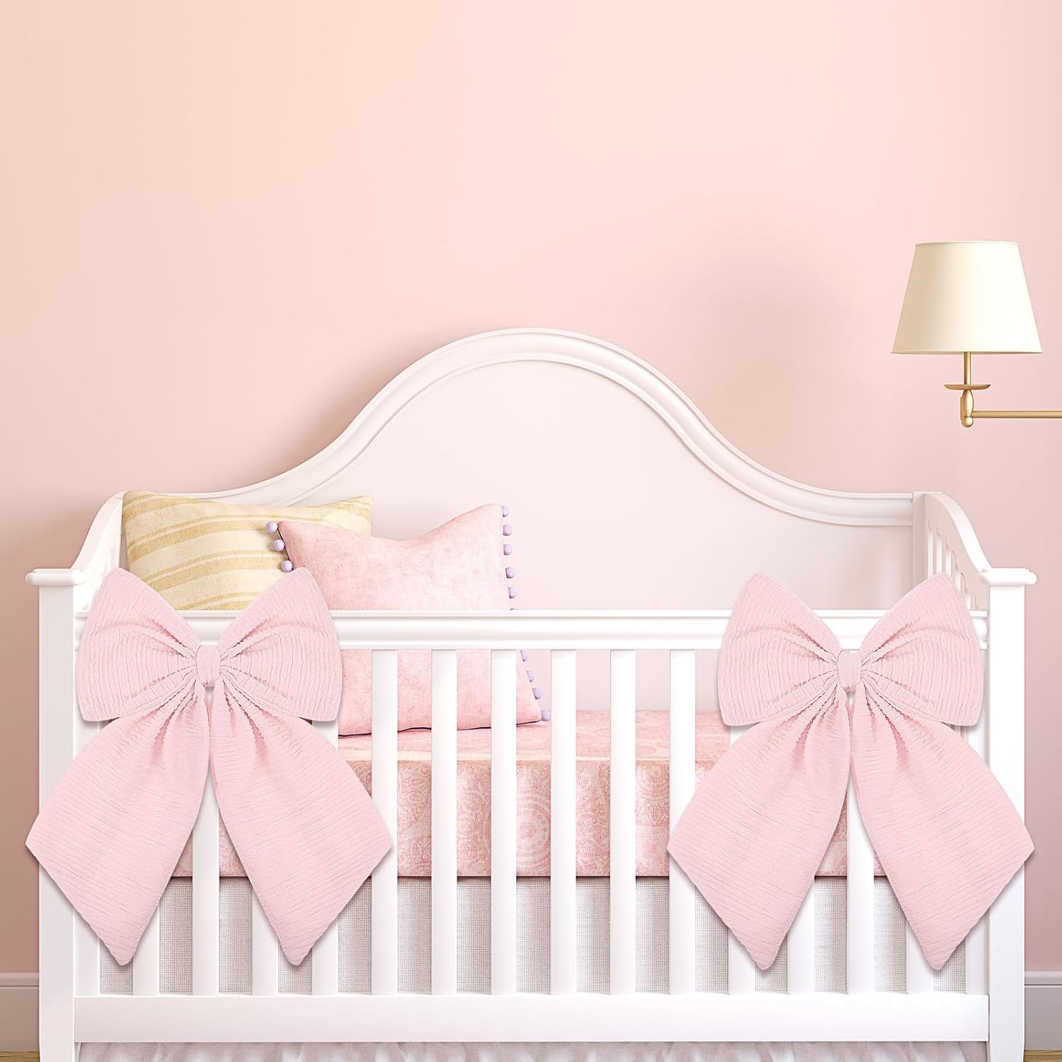 Riceshoot Large Crib Bows - 11 x 16 Inch Coquette Bow Decorations for Nursery | Pink Infant Bedroom Decor