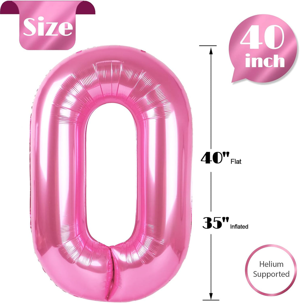Pink Number Balloon - 40 Inch 0 Balloon for Birthday Celebrations | Perfect Party Supplies for Women