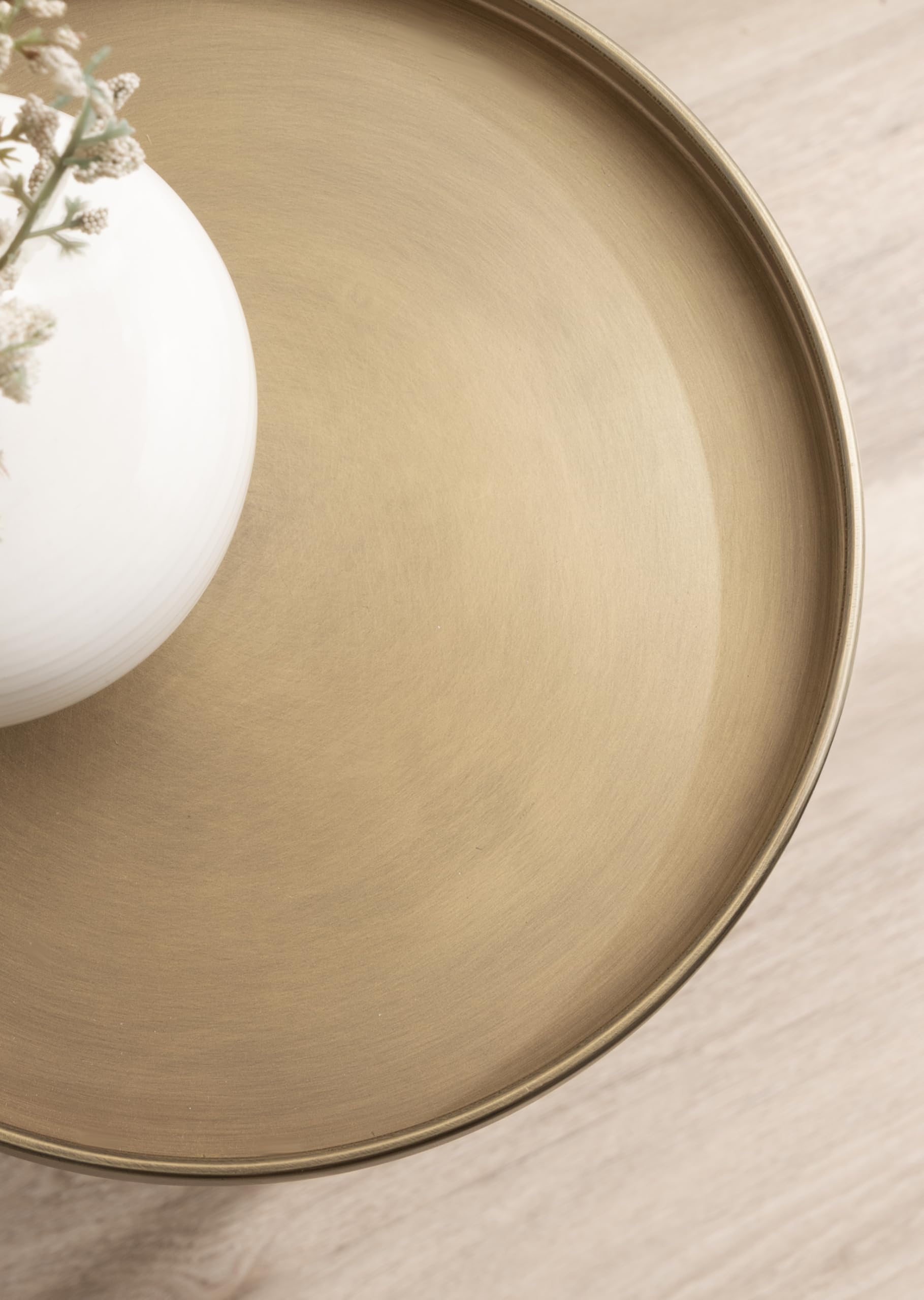 Kate and Laurel Tira Elegant Round Drink Table, 10 x 22, Antique Brass and Black, Vintage Glam Circle Martini Table for Use as a Small Bedroom Nightstand or Living Room Plant Stand Option