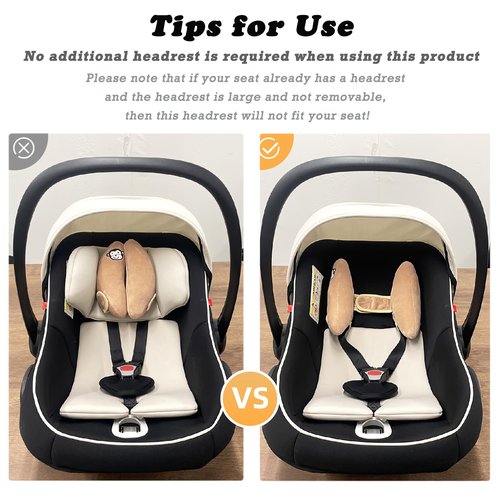 Adjustable Travel Pillow for Infant, Portable Baby Head Neck Support Pillow for Car Seat and Stroller, Banana Travel Headrest Pillow for Infant, Comfortble Toddler Neck Pillows for Pushchair, Brown