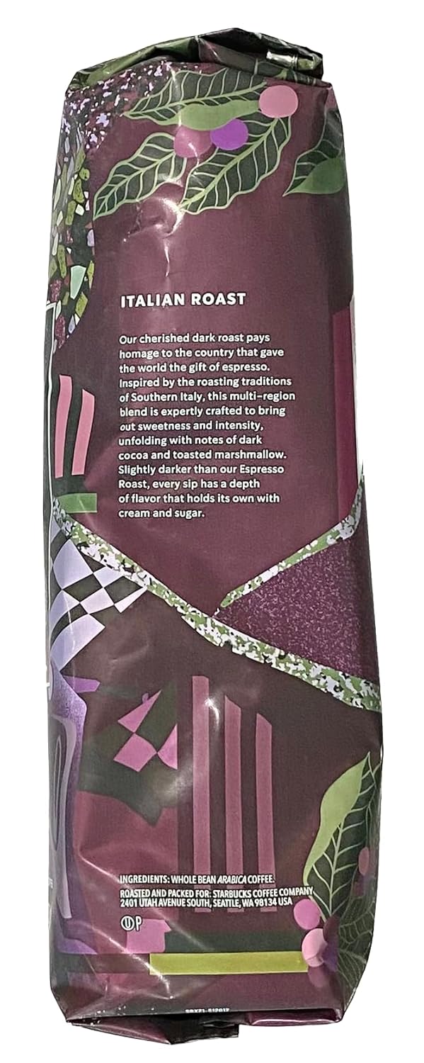 Starbucks Italian Roast Coffee - Rich Whole Bean Flavor | 16 Ounce Bag