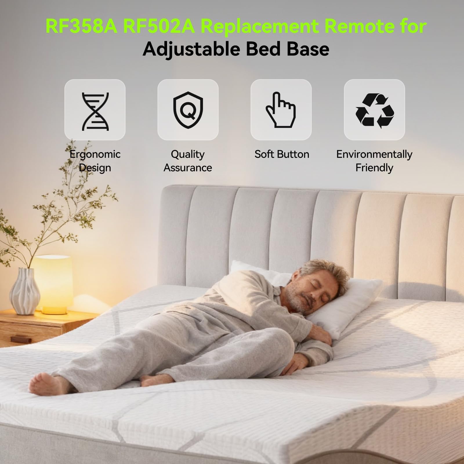 PZL RF358A RF502A Replacement Remote Control for Tempurpedic Ergo/Ergo Extend Adjustable Bed Base JDLK.33.01.18 RF358A / JLDK.33.01.36 RF502A