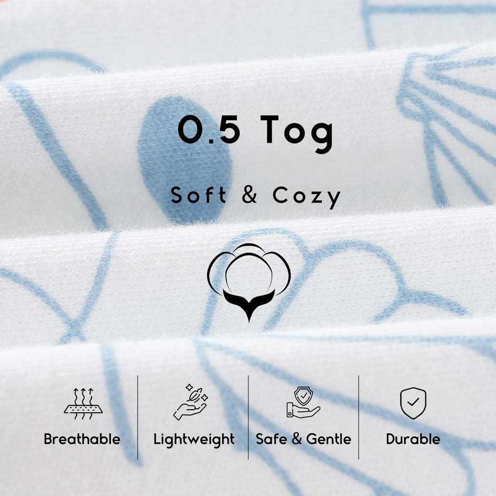 Yoofoss Baby Sleep Sack - 0.5 Tog Wearable Blanket for Infants | 3-Pack Organic Cotton, 0-6 Months