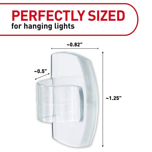 Command Outdoor Light Clips - 16 Clear Clips & 20 Adhesive Strips for Damage-Free Hanging | Perfect for Outdoor Lights & Cables
