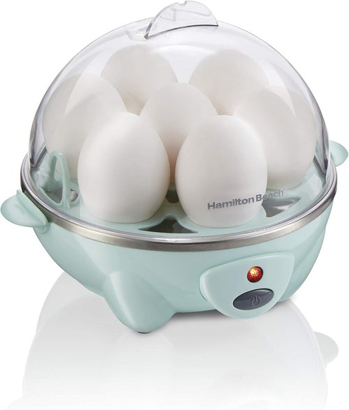 Hamilton Beach 3-in-1 Electric Egg Cooker - Hard Boiled, Poached & Omelet Maker, Holds 7 Eggs, Mint