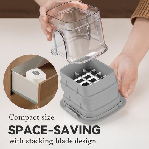 KEOUKE Multifunctional Vegetable Chopper - 3 Interchangeable Blades & Storage Box for Easy Food Prep