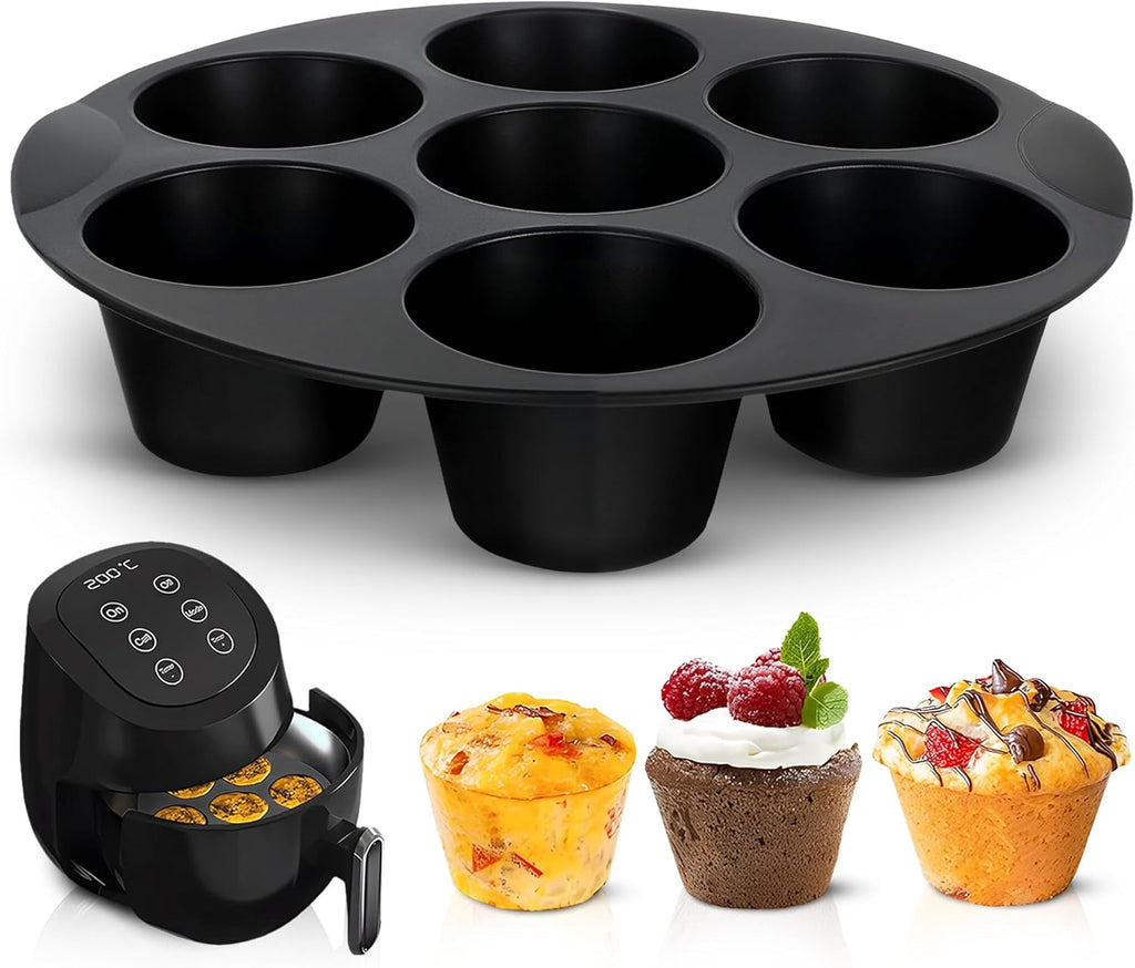 Skiennix Air Fryer Muffin Pan - 7-Cup Silicone Mold for Egg Bites | Heat Resistant & Nonstick