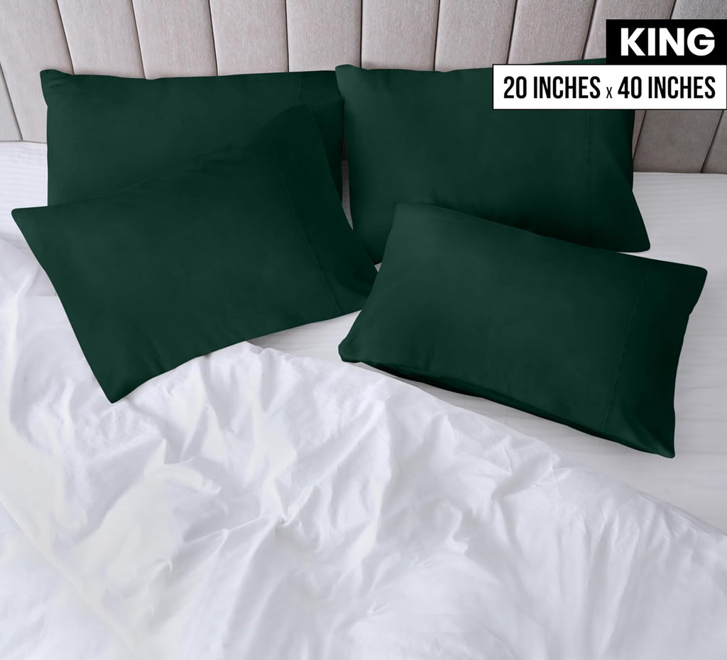 Utopia Bedding King Pillow Cases - 4 Pack - Soft Brushed Microfiber - Fade Resistant 20 X 40 Inches (Emerald)
