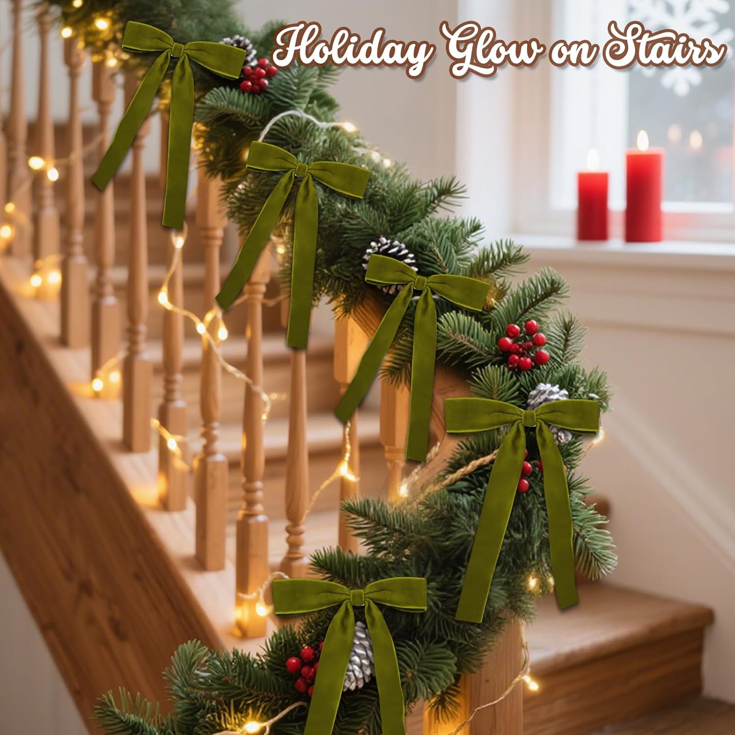 Olive Green Velvet Bows by [Brand Name] - 18Pcs Christmas Tree Decorations | 5x7" Size, 1" Wide