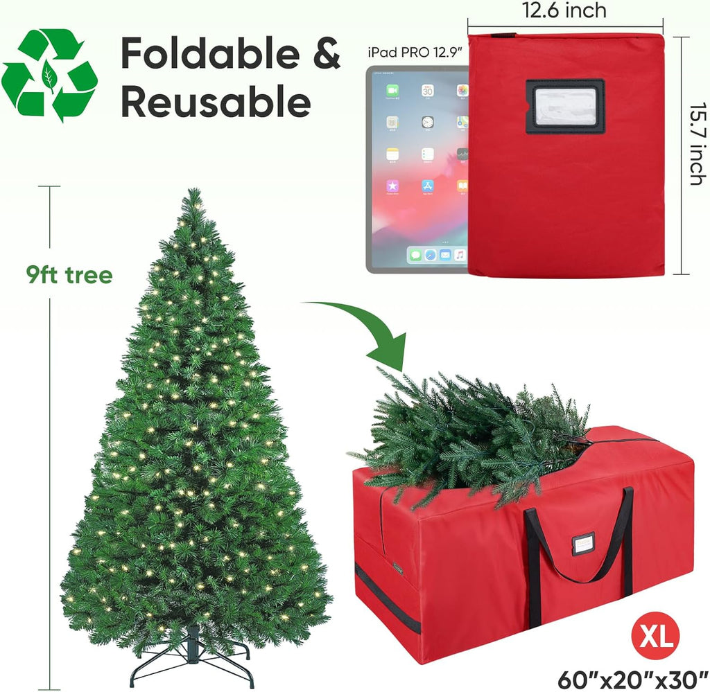 BALEINE Christmas Tree Storage Bag - Heavy Duty 900D Oxford Fabric, Extra Large with Dual Zippers (Red)