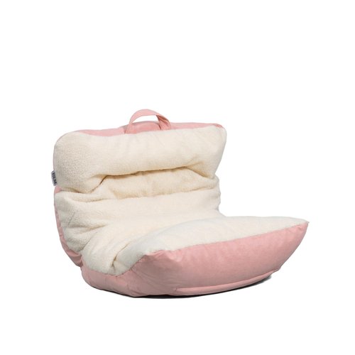 Big Joe Roma Kid's Bean Bag Chair, Oat Sherpa and Desert Rose, Vegan Suede, 2 Foot Lightweight Refillable Children's Seat