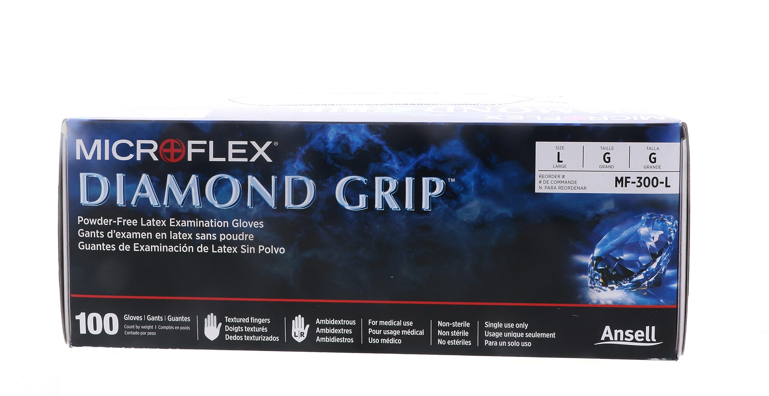 Ansell MICROFLEX Diamond Grip MF-300 Exam Standard Gloves - Size L, Natural (Bundle of 200)