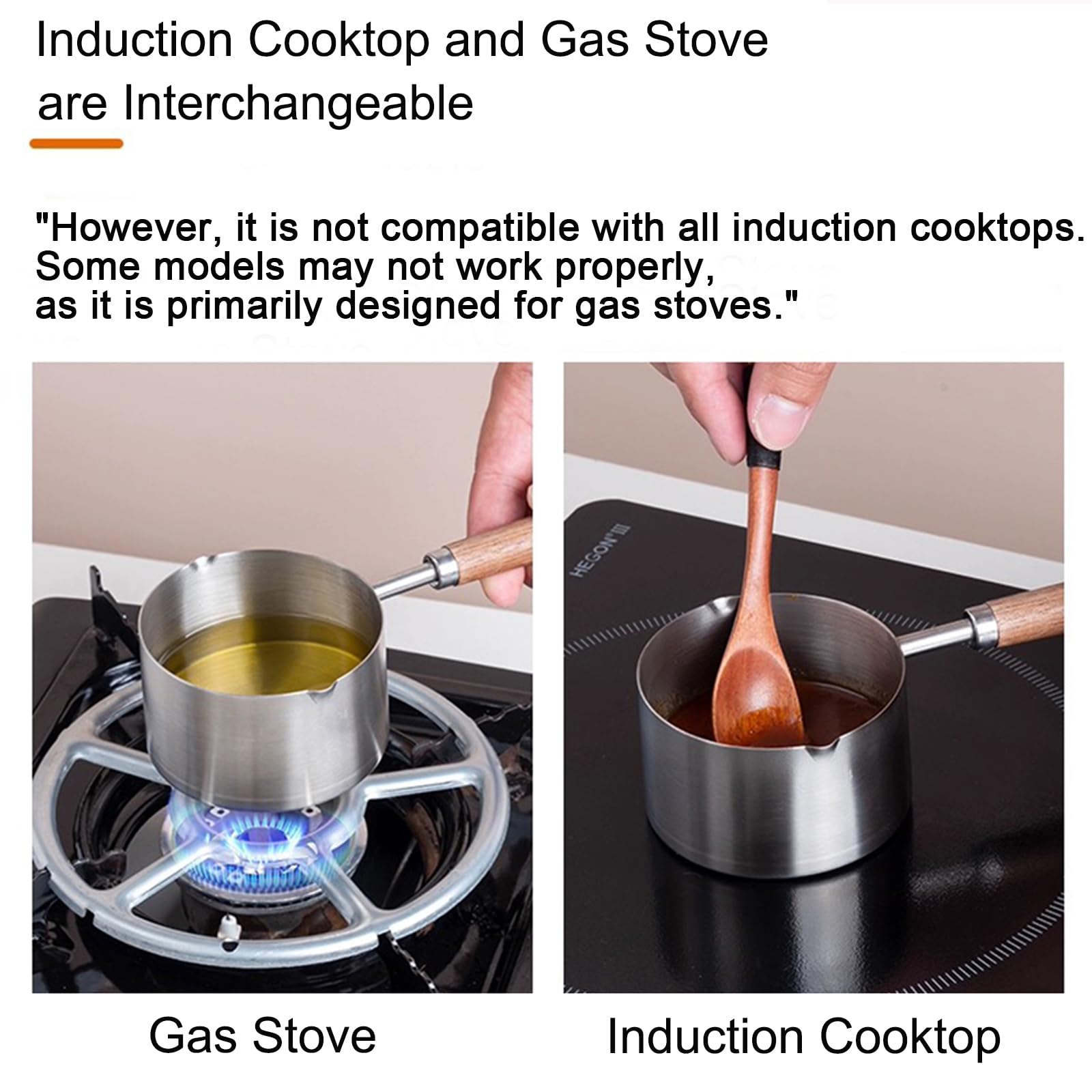 Food grade Stainless Steel Mini Butter Warmer, Mini Milk/Coffee Warmer, 8.5 oz (250 ml) Milk Warmer, Small Baby Food Warmer with Dual Spouts, Chocolate Melting Pot