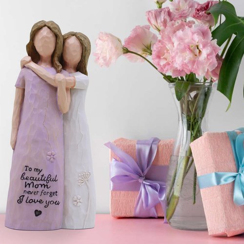 AcowSpt Mom Birthday Gifts, Mother of The Bride Gift, Mom Valentine Gift, Sculpted Hand-Painted Figurine
