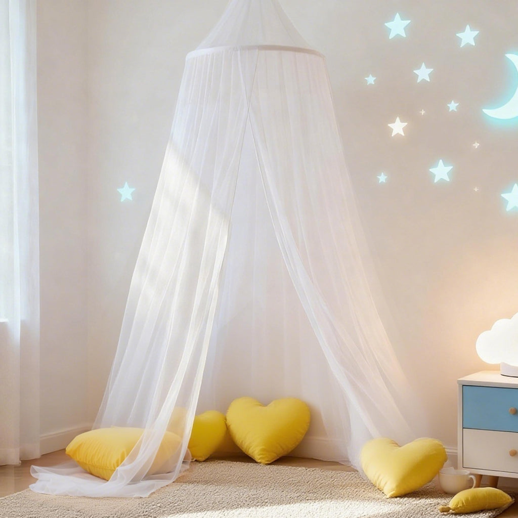 Wnqou White Bed Canopy Mosquito Net for Girls,Princess Canopy for Kids Bed Room Decor (White)