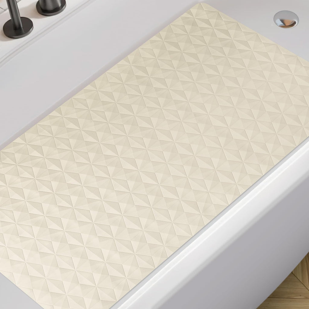WRISIN Non Slip Bathtub Mat for Bath Tub Shower - Natural Rubber Mat with 241 Suction Cups - Soft Bathroom Safety Mat - Unique Diamond Pattern - Fatigue Relief - Machine Washable - 16 × 28 Inch