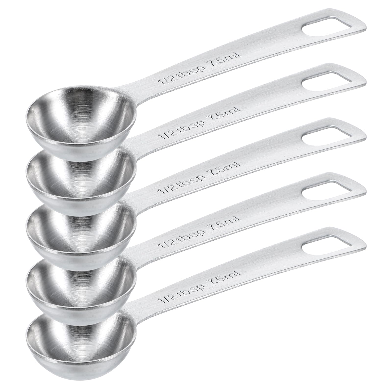 5 PCS Measuring Spoons Tablespoon Measuring Spoon 1/2 tbsp (1.5 tsp | 7.5 ml | 7.5 cc| 1/4 oz) Stainless Steel Measurings Spoons for Kitchen Cooking Spoon(Silver)