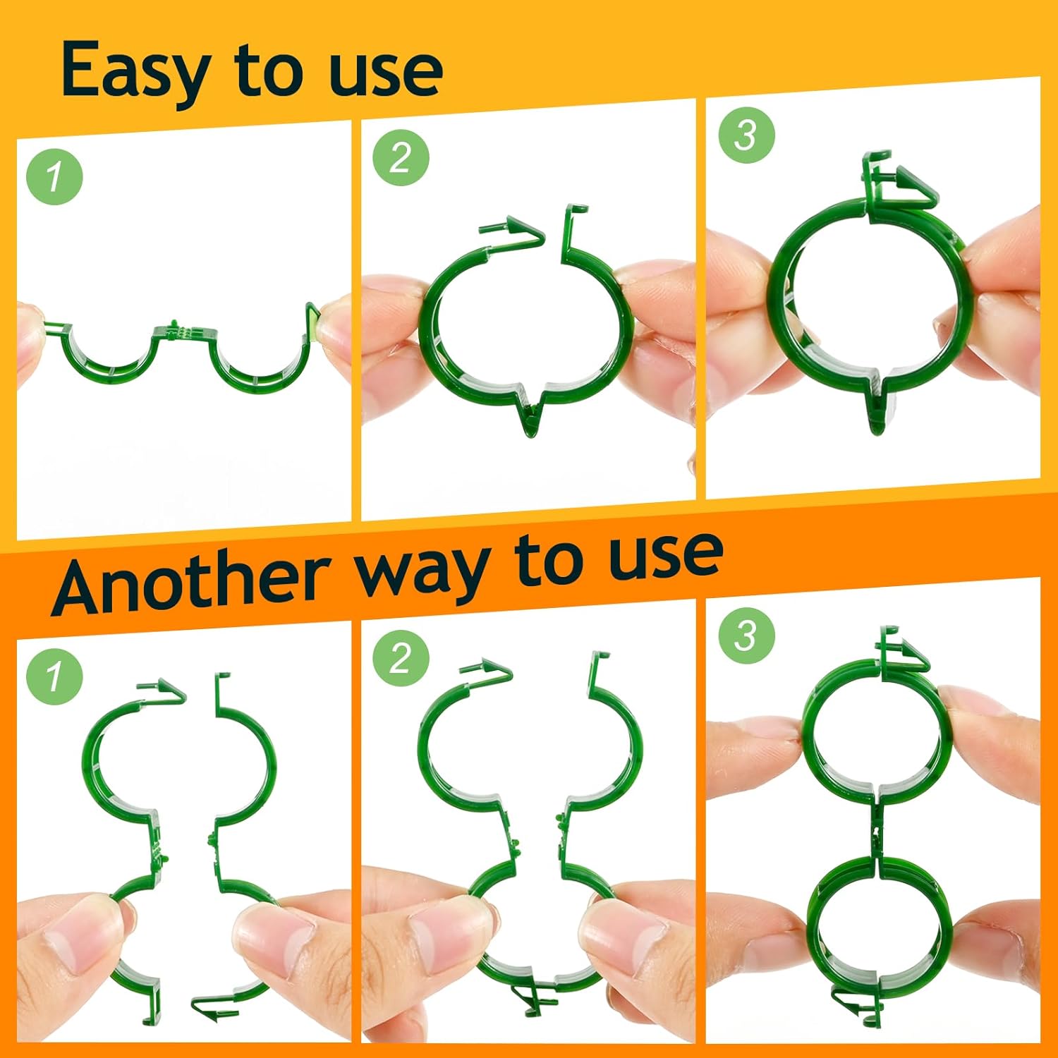 Skiennix 200Pcs Plant Support Clips - Secure Tomato & Grape Vine Clamps for Garden Netting (Green)