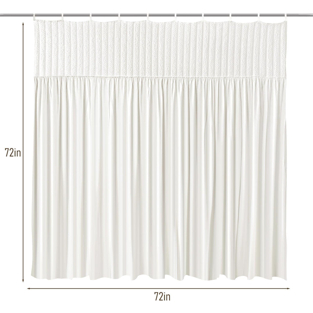 Treory Valentine’s Day White Shower Curtain Set, Victorian Linen Shower Curtain for Bathroom with Fabric Ropes, Romantic Modern Decor for Girls & Women, 72" x 72"