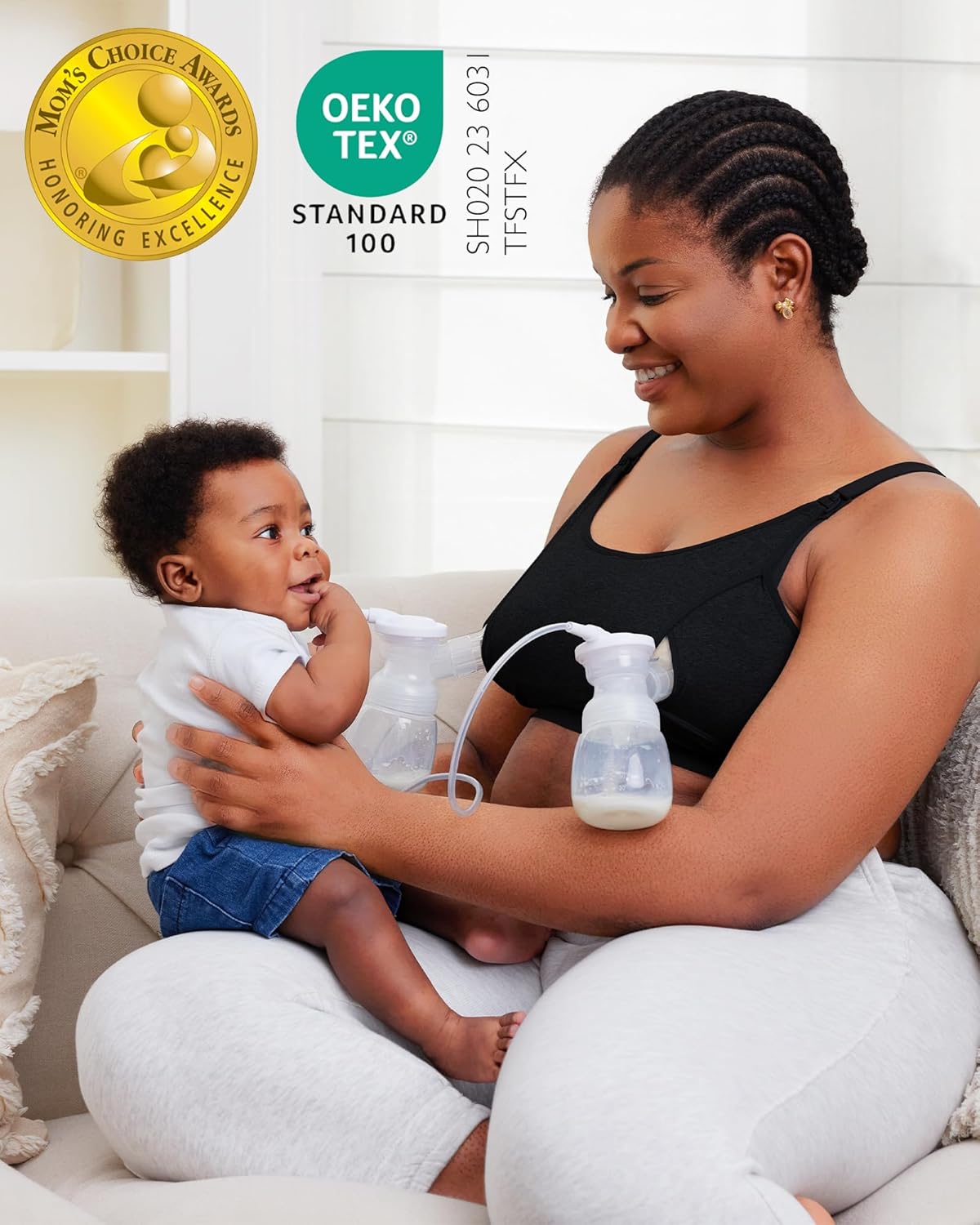 Momcozy Hands-Free Pumping Bra - Adjustable Nursing & Pumping Bra for Comfort and Convenience