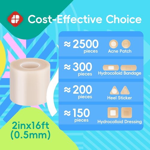 LIFARA Hydrocolloid Roll - Ultra Absorbent Waterproof Bandages for Wound Care | Cut-to-Size (2in x 16ft)