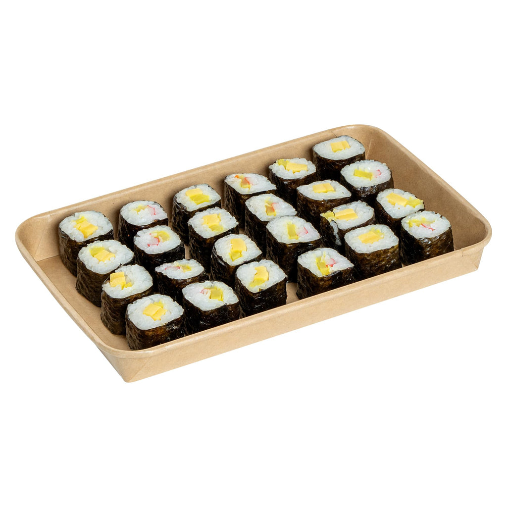 Matsuri Vision 9.5 x 6 x 0.9 Inch Sushi Trays, 100 Greaseproof Sushi Packaging Boxes - Lids Sold Separately, Disposable, Kraft Paper Sushi Containers, For Appetizers Or Desserts - Restaurantware