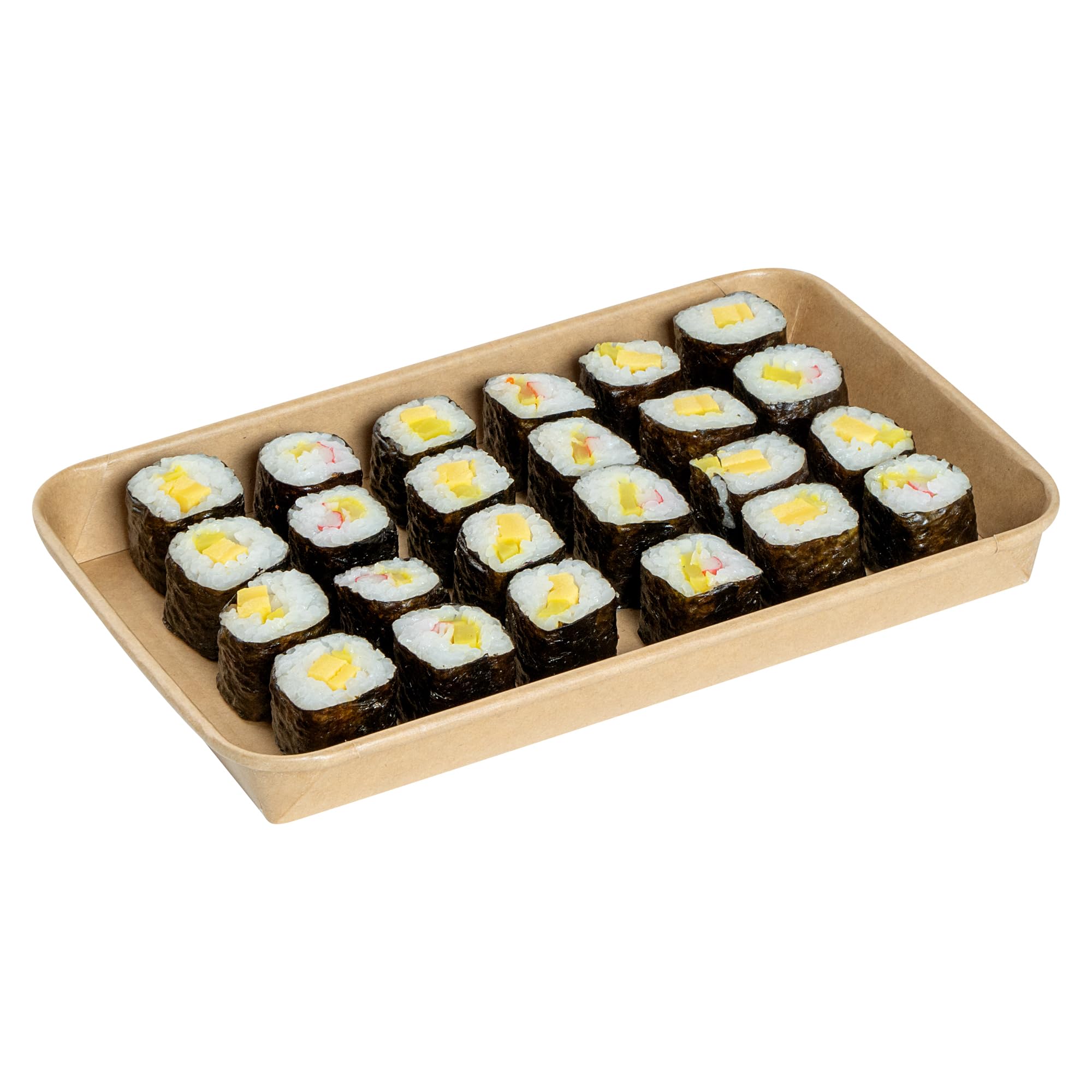 Matsuri Vision 9.5 x 6 x 0.9 Inch Sushi Trays, 100 Greaseproof Sushi Packaging Boxes - Lids Sold Separately, Disposable, Kraft Paper Sushi Containers, For Appetizers Or Desserts - Restaurantware