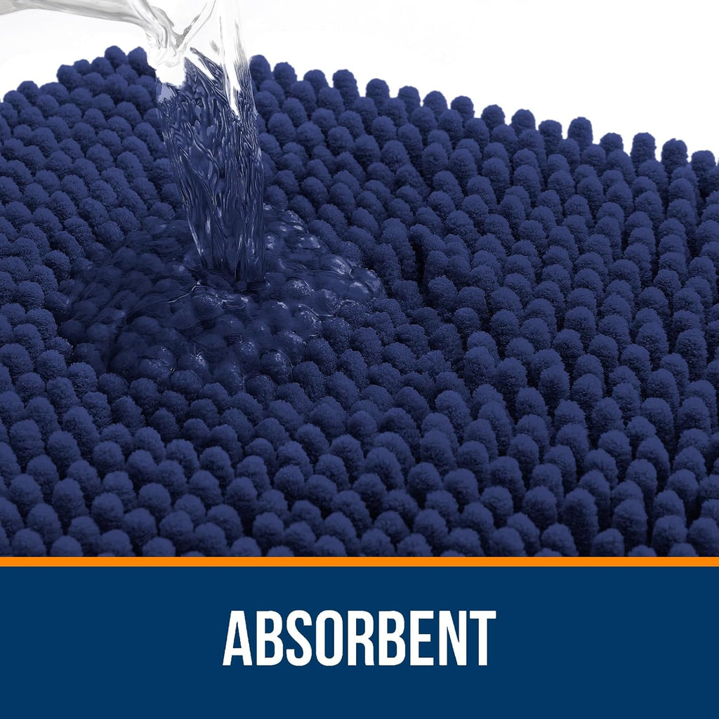 OLANLY Bathroom Runner Rugs - Soft Absorbent Chenille with Rubber Backing | Quick Dry, 47x20, Twilight Sapphire