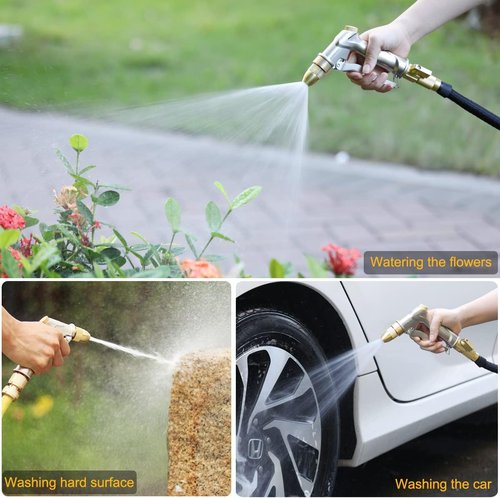 FANHAO Heavy Duty Metal Garden Hose Nozzle - Adjustable Spray Patterns for Watering & Washing